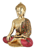 White Whale Brass Buddha Statue Astmangal Buddhism Idol feng Shui Home Decorative Showpiece (12 Inches)