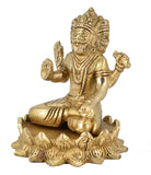 White Whale Brass Brahma Sitting on Lotus Statue Hindu Religion God Sculpture Idol Statue Murti