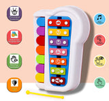 White Whale Kid's 2 in 1 Piano and Xylophone Educational Musical Instrument Plastci 8 Key Scales for Clear Tones with Music Cards Songbook ( Multicolor )