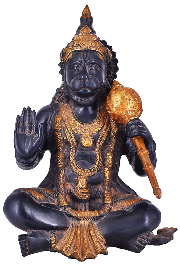 White Whale Brass Lord Hanuman Statue Idol Strength Monkey Figurine Bajrang Bali Statue Brass Sculpture Diwali Home Decor