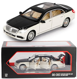 White Whale Metal Die cast Pullback Openable Doors Toy Cars with Flashing Light Musical Sound Car for Gifts Toys for Kids Boys and Girls Children (White)