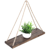 White Whale Wooden Hanging Swing Rope Floating Shelves 17-Inch (Set of 2)