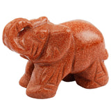 Whitewhale Healing Crystal Guardian Gold Sand Stone Elephant Pocket Stone Figurines Carved Gemstone