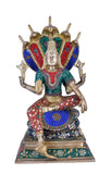 White Whale Brass Maha Abhishekam Lord Vishnu in His Most Powerful Avtar Jeweled in Semi Precious Stones (Royal Pattern)