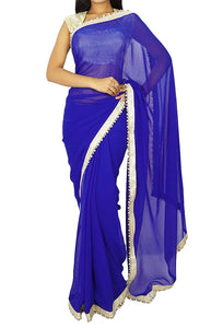 Whitewhale Bollywood Plain Georgette Saree Traditional Party/Wedding Wear