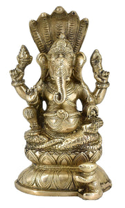 White Whale Lord Ganesh Murti Ganesha Idol Ganpati Bhagwan Brass Statue for Home Decoration Showpiece