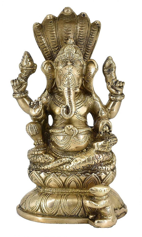 White Whale Lord Ganesh Murti Ganesha Idol Ganpati Bhagwan Brass Statue for Home Decoration Showpiece