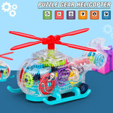 White Whale Musical Toy Battery Operated Transparent Gear Helicopter for Kids Concept Electric Toys with Bump & Go Action for Kids Light & Sound Toy for Boys Girls (Pack of 1 ) Battery Included