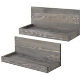 White whale Rustic Gray Wood 16-inch Wall L-Shaped Shelves, Set of 2