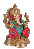 Whitewhale Lord Ganesha Brass Statue Religious Strength God Sculpture Idol