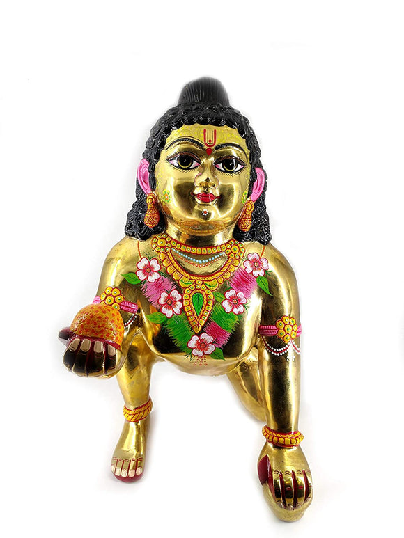 White Whale Laddu Bal Gopal, Kishna Statue, Thakur Ji  Brass Statue Religious Strength God Sculpture Idol - Large