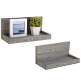 White whale Rustic Gray Wood 16-inch Wall L-Shaped Shelves, Set of 2