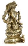White Whale Lord Ganesh Murti Ganesha Idol Ganpati Bhagwan Brass Statue for Home Decoration Showpiece
