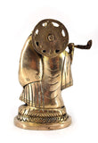 White Whale Radha Krishna Brass Statue Religious Sculpture Idol
