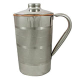 White Whale Pure Copper Luxury Jug (Outside Steel Jug ) with glasses, capacity 2100 ml.