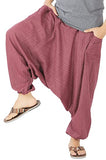 Whitewhale Mens Stripe Cotton Summer Baggy Boho Aladdin Hippie Yoga Harem Pants