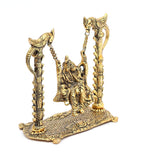 White Whale Radha Krishna on Swing jhula Gold Plated Metal Statue Decor Your Home, Office (Medium)