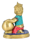White Whale Little Krishna Idol India Hind Hindu God Brass Sculpture Makhan Krishna Statue Home Décor