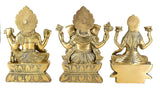 White Whale Brass Laxmi Ganesh Saraswati Set Idol Showpiece - Brass Gold Finish Lakshmi Ganesha Saraswati Idols Statue for Diwali Gifts Puja Home Decor Figurine