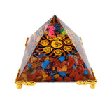 White Whale Tourmaline Orgone Pyramid Energy Generator Reiki Healing Crystal Chakra With Gold Stand Feng Shui Pyramid