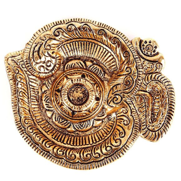 White Whale Om Shaped Metal Gold Plated Incense Stick Holder (Agarbati Stand)