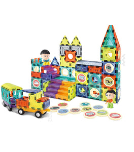 White Whale Magnetic Building Blocks Tiles | stem Toys | Magnetic Blocks for Kids Puzzle for Great Learning | Educational Toys for Kids Creativity & Brain Development-139PCS