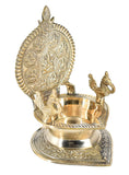 White Whale Brass Ganesh Oil Diya with Large Container Deepam for Home Decor Pooja Decorative Diya Diwali Puja Wedding Gift Mandir Temple