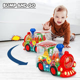 White Whale Musical Toy Battery Operated Transparent Gear Toy Train with Bump & Go Action for Kids Flashing Light & Sound Toy (Pack of 1) Multicolor