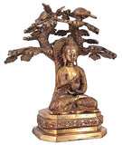 White Whale Brass Buddha Statue Murti for Home Decor Entrance Office Table Living Room Meditation Luck Gift Feng Shui Home Décor