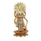 White Whale Gold Plated Narayan/Vishnu Standing on Lotus Metal Statue for Pooja, Decoretive Showpiece for Home,Office,Krishna Idol murti Good Luck for Home,Religious Gift Article..