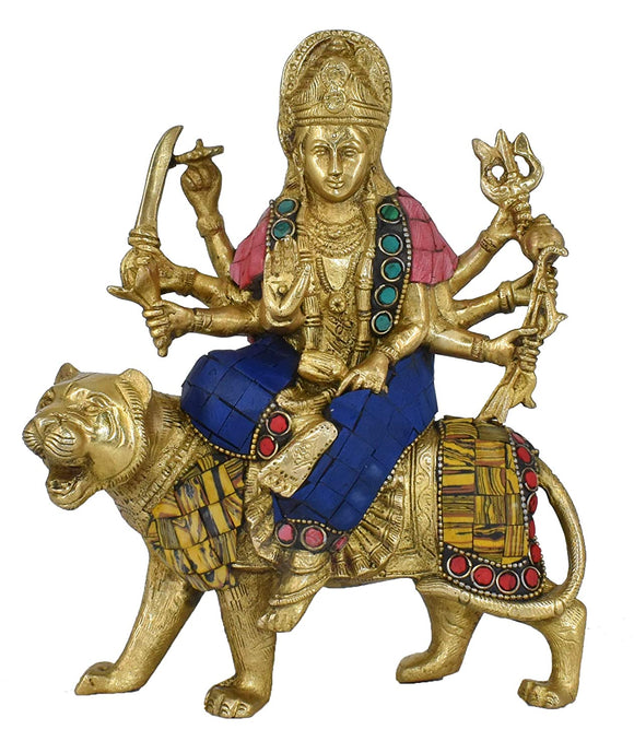 White Whale Brass Large Durga Idol Hindu Goddess Brass Sculpture Maa Durga Kali Statue Home Decor Figurine