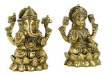 White Whale Laxmi Ganesh Set Idol Showpiece - Brass Gold Finish Lakshmi Ganesha Idols Statue for Diwali Gifts Puja