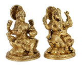 White Whale Brass Laxmi Ganesh Set Idol Showpiece - Brass Gold Finish Lakshmi Ganesha Idols Statue for Diwali Gifts Puja Home Decor Figurine