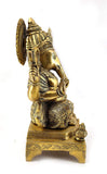 White Whale Lord Ganesha Brass Statue Religious Strength God Sculpture Idol