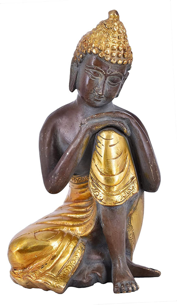 White Whale Brass Antique Buddha Idol Metal Sculpture Buddha Statue Brass Astmangal Pose Goddess Statue Home Decor Gift 