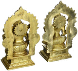 White Whale Brass Hindu God Lord Ganesha and Lakshmi Bhagwan Lord Ganesha and Lakshmi Idol Statue Murti 6.5"inch
