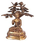 White Whale Brass Buddha Statue Murti for Home Decor Entrance Office Table Living Room Meditation Luck Gift Feng Shui Home Décor