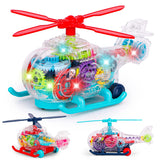 White Whale Musical Toy Battery Operated Transparent Gear Helicopter for Kids Concept Electric Toys with Bump & Go Action for Kids Light & Sound Toy for Boys Girls (Pack of 1 ) Battery Included