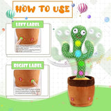 White Whale Dancing Cactus Toy for Kids Talking, Speaking, Recording for Babies Repeat What You Say Electronic Plush Toy for Toddler Rechargeable Wriggle & Singing Cactus Toy Plant Sound Toy-Charger