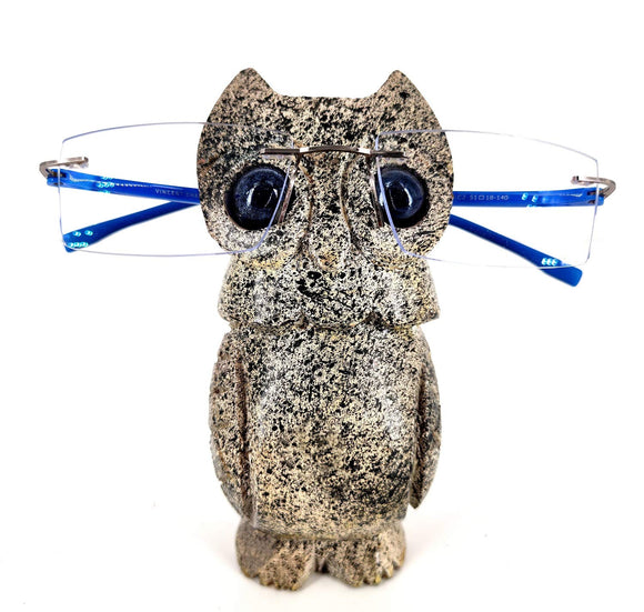 White Whale Wooden Owl Eyeglass Spectacle Holder Handmade Stand for Office Desk Home Décor Gifts