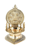 White Whale Brass Ganesh Oil Diya with Large Container Deepam for Home Decor Pooja Decorative Diya Diwali Puja Wedding Gift Mandir Temple