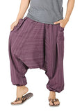 Whitewhale Mens Stripe Cotton Summer Baggy Boho Aladdin Hippie Yoga Harem Pants