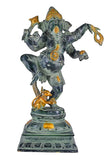 Whitewhale Lord Dancing Ganesha Brass Statue Religious Strength God Sculpture Idol
