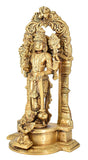 White whale Brass Lord Bhagwan Vishnu Narayan Statue Idol Murti with Garuda for Home Decor Carved Frame with Kirtimuka