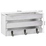 White Whale Wooden White Crate-Style Wall-Mounted Mail Sorter with 3 Key Hooks
