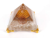 White Whale Amazonite Orgone Pyramid Energy Generator Reiki Healing Crystal Chakra With Gold Stand Feng Shui Pyramid