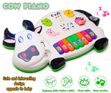White Whale Musical Cow Piano Toy with Flashing Light & Sound for Kid, Early Development Musical Toy Plastic Multicolor