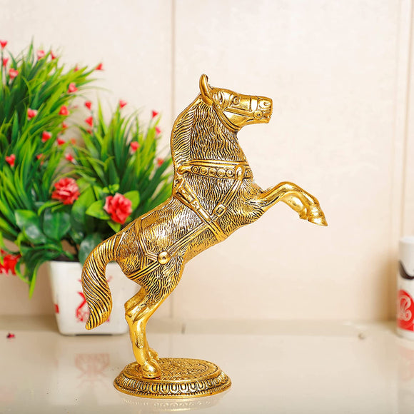 White Whale Golden Oxidized Jumping Horse Statue Showpiece for Vastu, Wealth & Decorative for Home,Office,Living Room Gift for Friends,Wedding,Relatives.