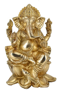 Whitewhale Brass Decor India Mangalkari Ganesha Statue (9 inches
