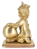 White Whale Makhan Krishna Statue Hindu God Figurine Flute Lover Solid Handmade Brass Sculpture Home Decor